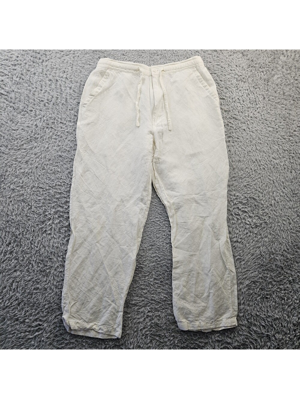 CUBAVERA Linen Pants Men Medium 32-34x28 Drawstring White